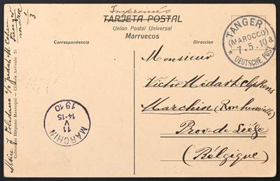 Poststück - D. Post in Marokko 1906/ 1910: 4 interessante Belege mit versch. Stempeltypen von TANGER, - Stamps
