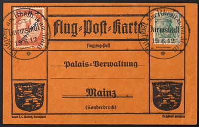 Poststück - D.Reich Nr. IV ("Gelber Hund") auf Flugpostkarte, - Stamps