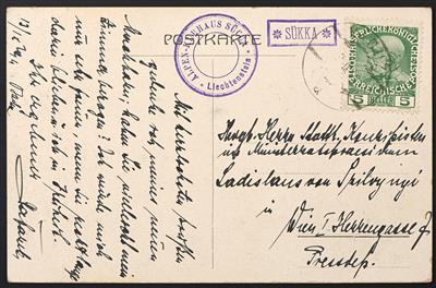 Poststück - Liechtenstein 1914, Postablage gestempelt "* SÜKKA * - Briefmarken