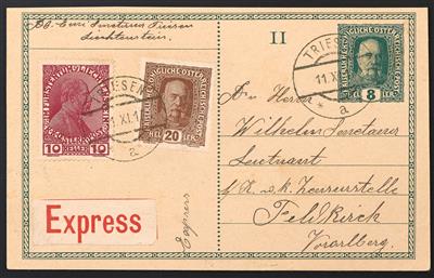 Poststück - Liechtenstein Vor- und Mitläufer Ausgaben 1908/1918 Ganzsachen Postkarte 8 Heller (KFJ) Antwortteil - Briefmarken