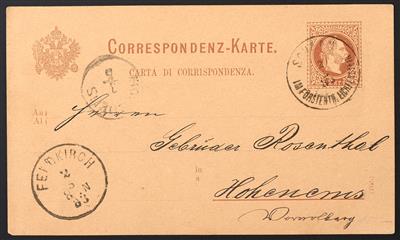 Poststück - Liechtenstein Vorläufer Ausgabe 1867 Ganzsachen Postkarte 2 Kreuzer braun, - Francobolli