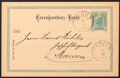 Poststück - Liechtenstein Vorläufer Ausgaben 1899/1907 Ganzsachen Postkarte 5 Heller dunkelgrün, - Briefmarken