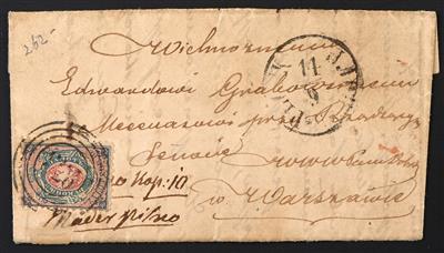 Poststück - Polen Nr. 1 mit Ringnummernstempel "253" von PLOCK auf Faltbrief nach Warschau aus 1863, - Známky