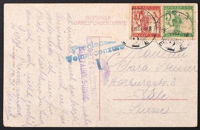Poststück - Schweiz 1919 Karte aus ZEMUN frankiert mit Jugoslawien Ausgabe für Slowenien nach Basel, - Francobolli