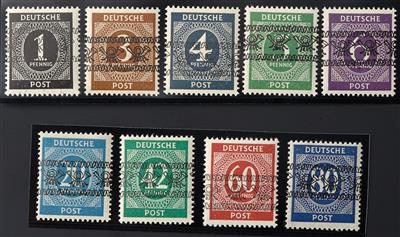 ** - D. Alliierte Besetzung Amerikanische und Britische Zone Nr. I/I - IX/I (1. Kontrollratsausgabe mit Bandaufdruck, - Briefmarken
