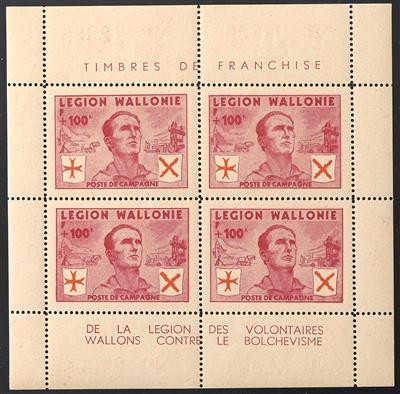 ** - D. Bes. II. Weltkrieg Private Ausgaben Belgien Wallonische Legion Nr. I/IV je im Kleinbogen zu 4 Marken, - Stamps