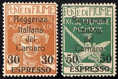 ** - Fiume Besetzung der Carnaro-Inseln 1920 Eilmarken Nr. 18/19 (Sassone Espresso No. 3/4), - Francobolli