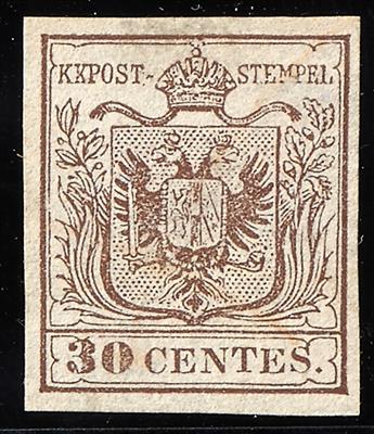 (*) - Lombardei-Venetien Nr. 4 H I tiefdunkelbraun, Erstdruck - Briefmarken