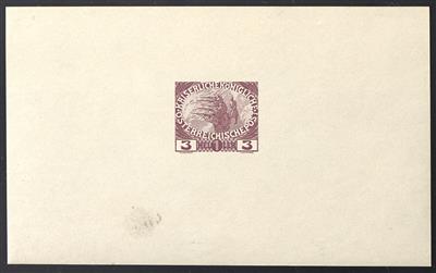 ** - Österr. 19515 - 3 + 1 Heller lilabraun in  ungez. Einzeldruck in  Blockformat (13.3:8,1 cm), - Známky