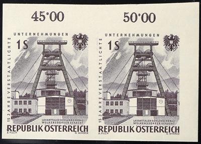 ** - Österr.   ANK Nr. 1134 PU (1961, 1 S) im ungezähnten Paar in Probefarbe - Známky