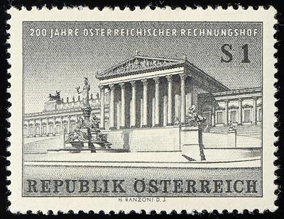 ** - Österr.   ANK Nr. 1143 P (1961, 1 S 200 J. Rechnungshof) Probedruck in Dunkelgraugrün - Briefmarken
