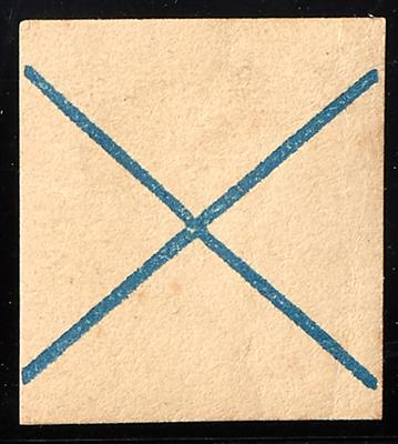 (*) - Österr. Ausgabe 1850 Andreaskreuz in Blau Maschinen papier mit Restgummi, - Francobolli