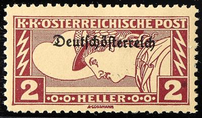 * - Österr. Eilm. 1919 - 2 Heller mit waagr. Probeaufdr. "Deutsch-Österr! (252A), - Stamps