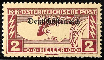 * - Österr. Eilm. 1919 - 2 Heller mit waagr. Probeaufdr. "Deutsch-Österr! (252A), - Známky