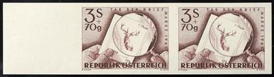 ** - Österr. Nr. 1125U (Tag der Briefmarke 1960) im waagrechten Paar vom linken Bogenrand, - Francobolli