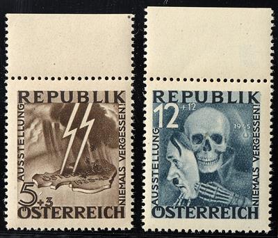 ** - Österr. Nr. VI/VII (Blitz/Totenkopf) vom Bogenoberrand (2), - Briefmarken