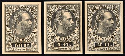 (*) - Österr. Telegrafenm. Nr. 10 P./17 P. Bogenproben in Schwarz auf Kartonpapier, - Briefmarken