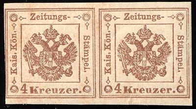 * - Österr. Zeitungsstempelmarke Nr. 4 im waagrechten Paar - Stamps