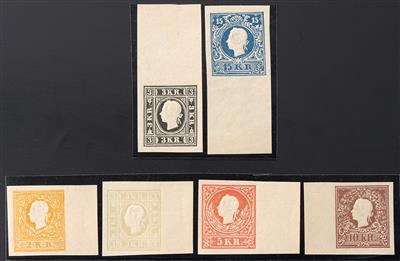 (*) - Östrr. Neudruck - Bogenproben 1884 der Österr. Nr. 10 ND/15 ND, - Briefmarken
