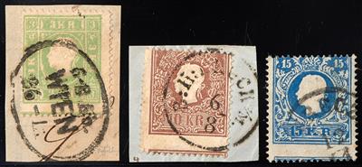 Briefstück/gestempelt - Österr. Nr. 12 b mit Andreaskreuzansatz unten auf Briefstück, - Stamps