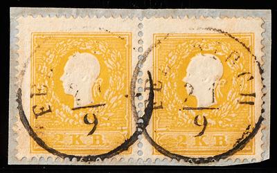 Briefstück - Österr. Nr. 10 I dunkelgelb im PAAR - Stamps