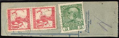 Briefstück - Österr. Nr. 142 (Eckmgl.) + Jugoslawien - Stamps