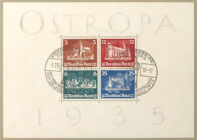 gestempelt - D.Reich Bl. Nr. 3 (OSTROPA) mit entsprechendem Sonderstpl. vom 3.7. 1935, - Briefmarken