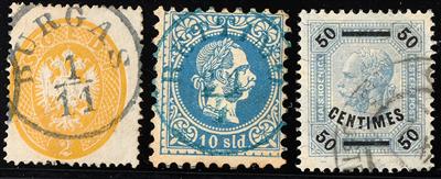 gestempelt - Kl. Speziallos Österr. Post in der Levante 1863/1906 - u.a. Nr. V 14 mit Rundstpl. BURGAS, - Briefmarken
