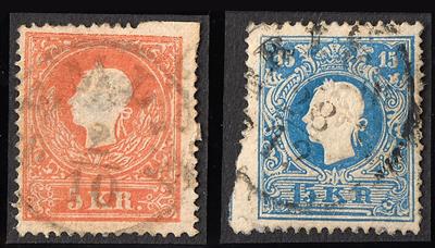 gestempelt - Österr. Nr. 13 II (zwei Farbnuancen), - Briefmarken