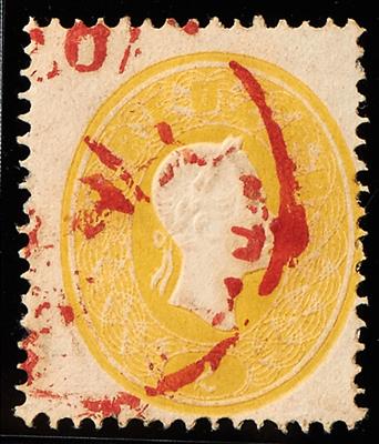 gestempelt - Österr. Nr. 18 (2 Kreuzer gelb) mit Rotstempel, - Stamps