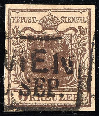 gestempelt - Österr. Nr. 4 H I b schwarzbraun - Briefmarken