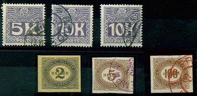 gestempelt/Poststück - Österr. Porto Nr. 14 mit violettem und Nr. 21 mit Rotstpl., - Francobolli