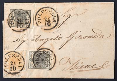 Poststück - Lombardei-Venetien Nr. 1 (2) + 2 H (2) auf komplettem Brief mit Stempeln POLESELLA nach Thiene, - Briefmarken