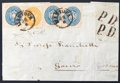 Poststück - Lombardei Venetien Nr. 14 + 22 (3) als - Stamps