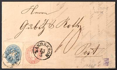 Poststück - Österr. 1865 - Kuvertausschnitt - Francobolli