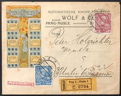 Poststück - Österr. 1908 - Eingeschriebenes JugendstilWerbekuvert - Stamps