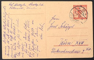 Poststück - Österr. 1923 Kärnten jugoslawische Ganzsachenkarte zu 10 Vin. rot mit Stempel KLAGENFURT 2 / 12. III.23 - Francobolli