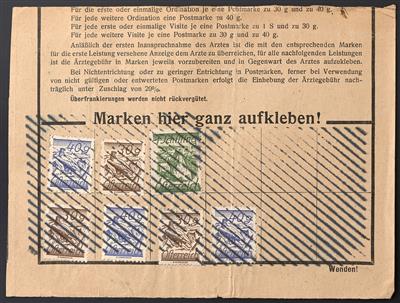 Poststück - Österr. ca. 1925 - 15 Arztabrechnungs-Abschnitte mit verschiedenen Frankaturen der "Ziffern"-Ausgabe 1925, - Známky