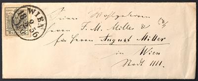 Poststück - Österr. Nr. 2 M III vollrandig auf Wiener Ortsbrief (1856) und Nr. 12 auf Wiener Ortsbrief, - Francobolli