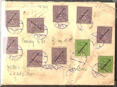 Poststück - Österr. Nr. 246 (8 Stück) + 245 (2 Stück) auf Wertbrief von WIEN nach Berlin, - Stamps