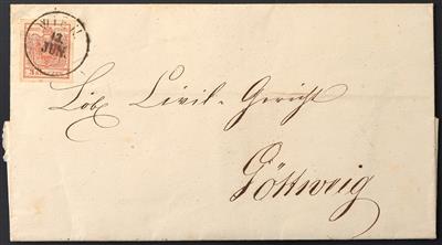 Poststück - Österr. Nr. 3 HIa auf Faltbrief von WIEN/13. JUN (1850) an das Civil - Gericht in Göttweig, - Stamps