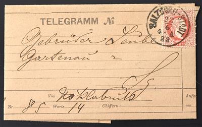 Poststück - Österreich Nr. 37 II auf Telegramm - Briefmarken