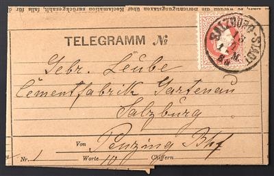 Poststück - Österreich Nr. 37 II auf Telegramm - Briefmarken