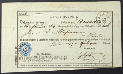 Poststück - Ungarische Reichshälfte 1864, sieben Retourrezepisse - Francobolli