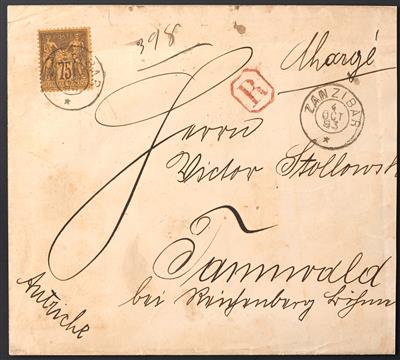 Poststück - Zanzibar 1893 - Rekobrief - Francobolli