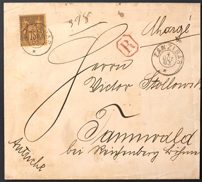 Poststück - Zanzibar 1893 - Rekobrief - Briefmarken