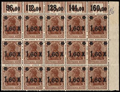 ** - D.Reich Nr. 154 I W 15er-BLOCK rechtes OberrandEckstück, - Briefmarken
