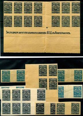 */**/gestempelt - Rußland Bürgerkriegsgebiete 1919 Südrußland Denikin-Armee - Spezialpartie mit Zwischenstegen, - Briefmarken
