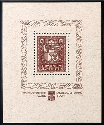 ** - Liechtenstein Block Nr. 1 (VADUZBLOCK) (103 x 125,5 mm), - Známky