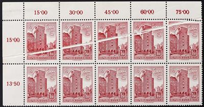 ** - Österr.   ANK Nr. 1100 im linken oberen Eckrand-ZEHNERBLOCK mit schöner großer Papierfalte - Stamps